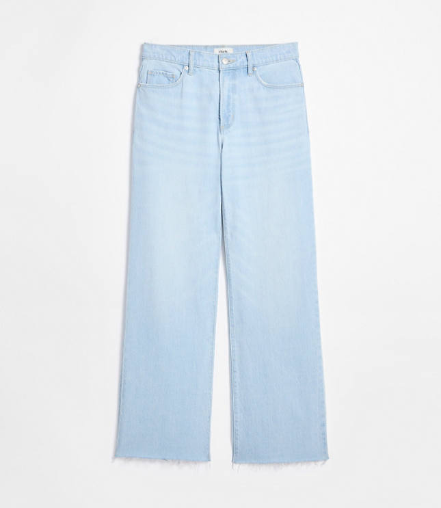 Rivete Petite Curvy Fresh Cut Mid Rise Wide Leg Jeans in Wave Wash