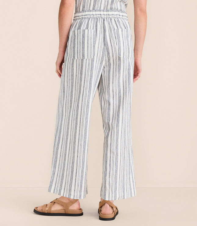 Petite Lou & Grey Striped Linen Cotton Wide Leg Crop Pants carousel Product Image 3
