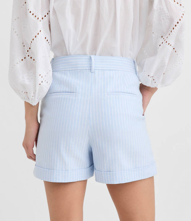 Cuffed Shorts in Striped Twill carousel Product Image 3