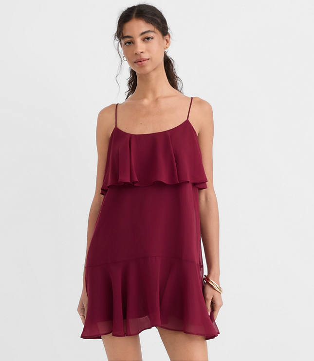 Petite Strappy Ruffle Mini Dress