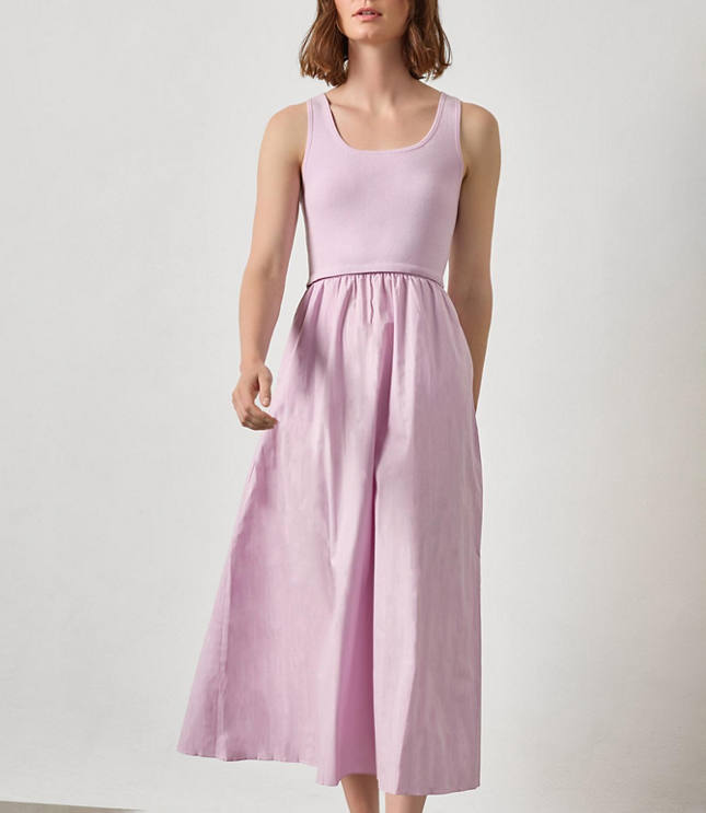 Lilla P Mixed Media Scoop Neck Dress