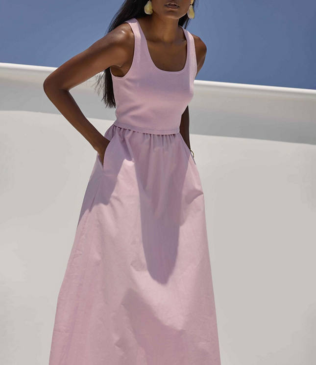 Lilla P Mixed Media Scoop Neck Dress