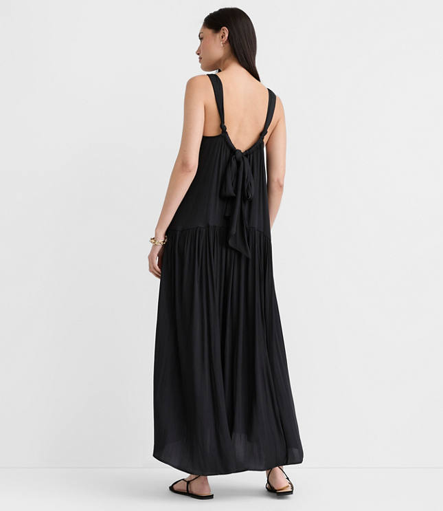 Petite Metallic Trim Strappy Maxi Pocket Dress