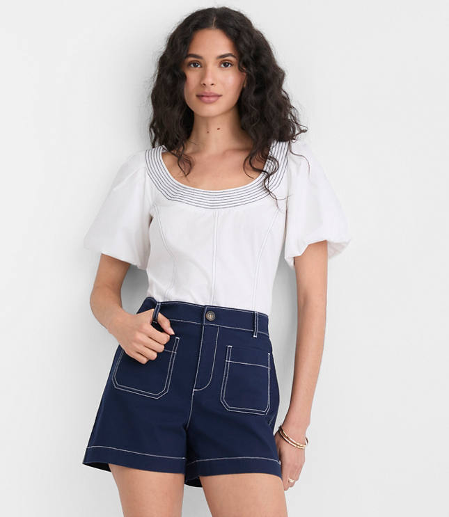 Palmer Shorts in Topstitched Twill carousel Product Image 1