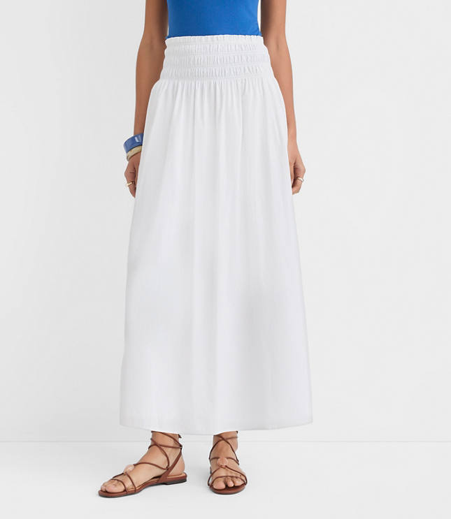 Petite Poplin Smocked Maxi Skirt carousel Product Image 2