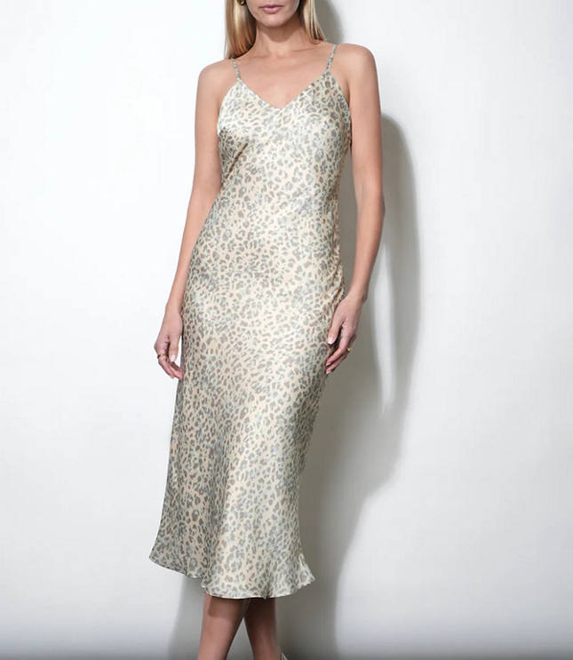 Greylin Cassandra Animal Midi Slip Dress