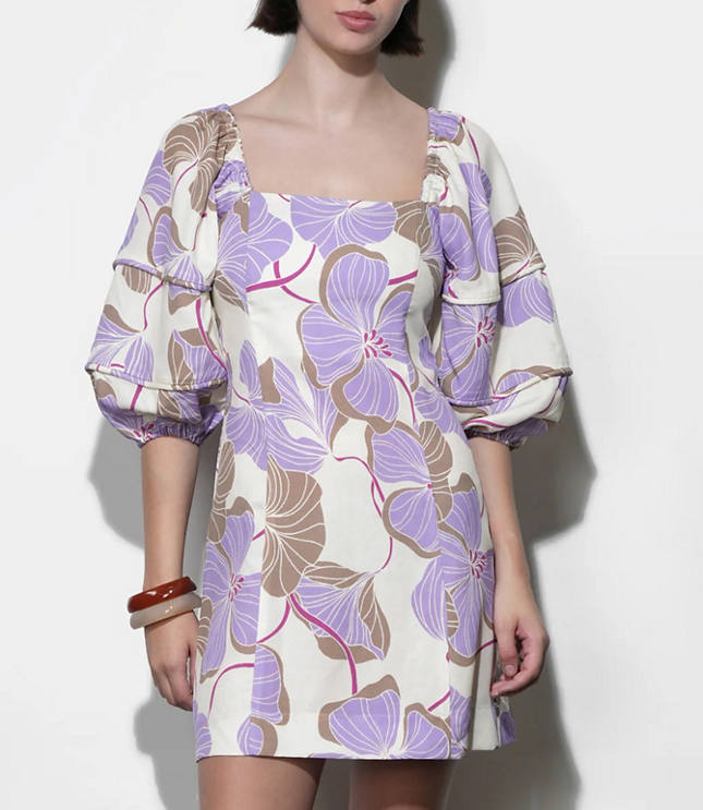 Greylin Emery Bubble Sleeve Piped Mini Dress