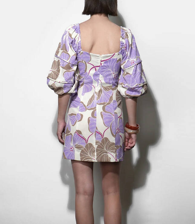 Greylin Emery Bubble Sleeve Piped Mini Dress