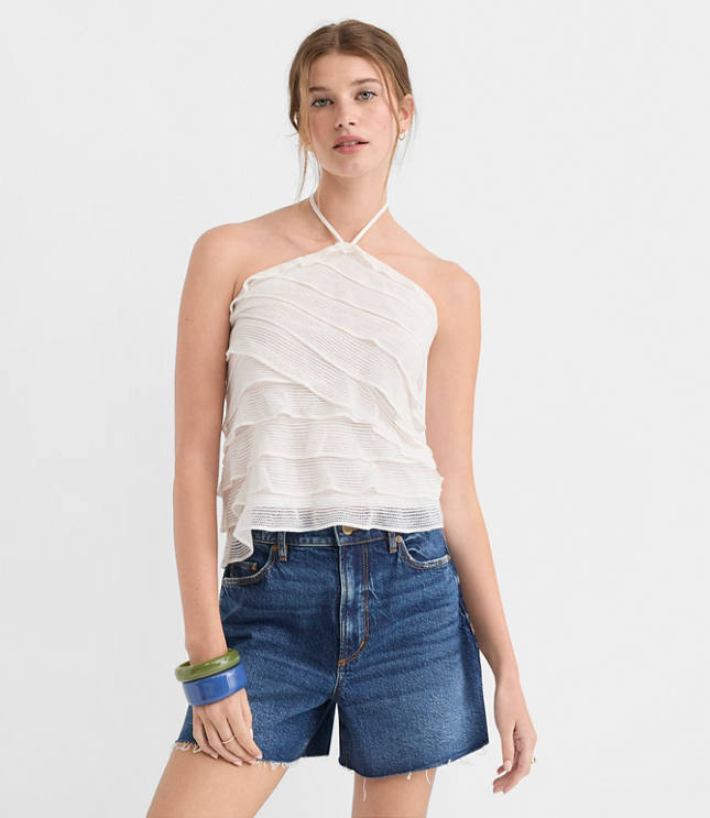 Mesh Ruffle Halter Top carousel Product Image 1