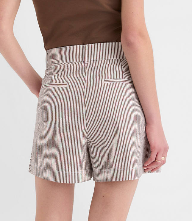 Pleated Shorts in Striped Seersucker