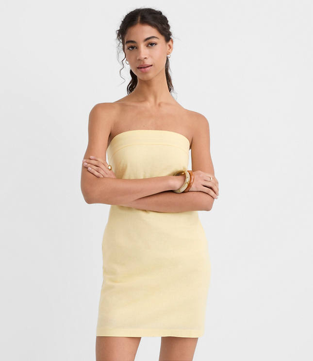 LOFT Beach Linen Cotton Strapless Mini Dress
