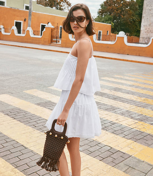Petite Lace Pintucked Mini Skirt
