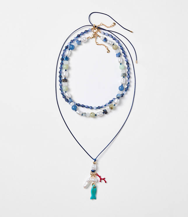 Pearlized Fish Layered Necklace Set carousel Product Image 1
