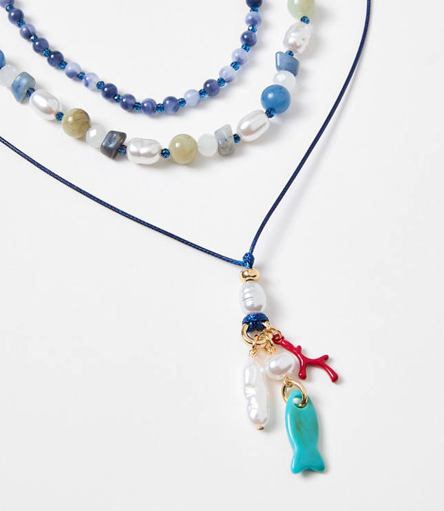 Pearlized Fish Layered Necklace Set carousel Product Image 2
