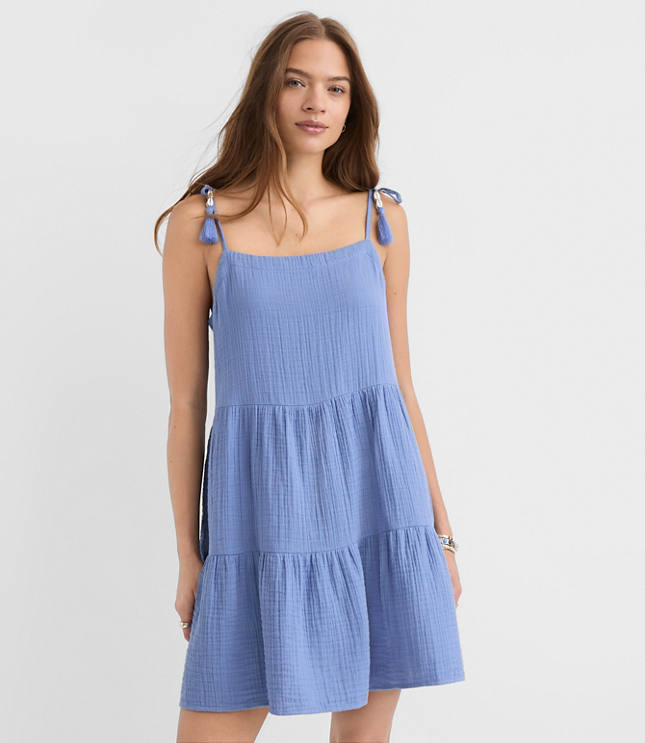Petite LOFT Beach Tie Strap Triple Cloth Mini Pocket Dress carousel Product Image 2