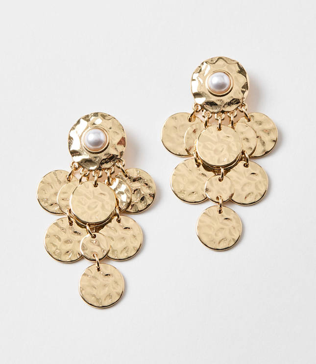 Pearlized Hammered Drop Earrings