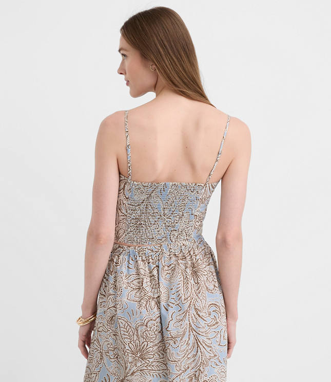 Petite LOFT Beach Floral Poplin Cutout Tank Top