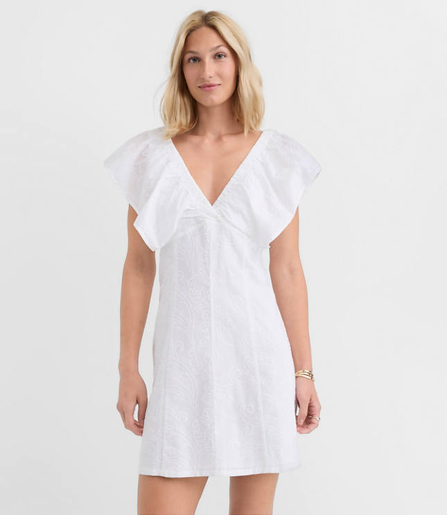 Paisley Embroidered Double V Mini Dress