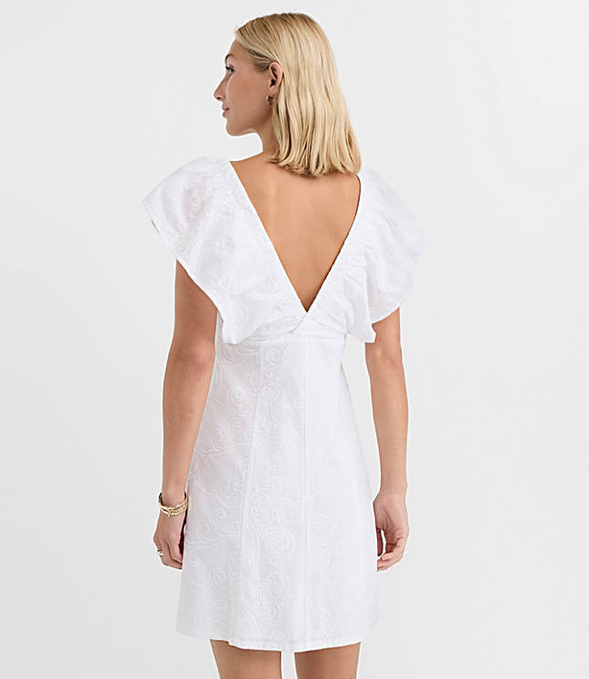 Paisley Embroidered Double V Mini Dress