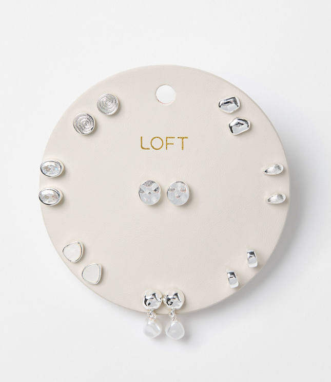 Pearlized Hammered Stud Earring Set