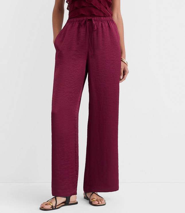 Petite Sawyer Pull On Pants in Satin