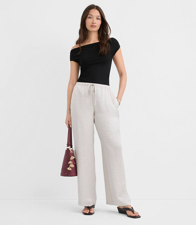 Petite Sawyer Pull On Pants in Satin