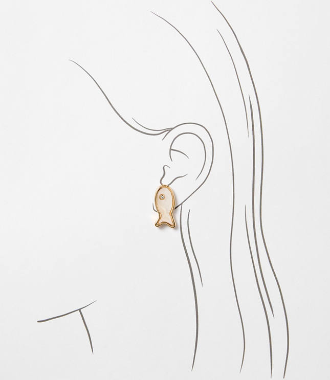 Mother Of Pearl Fish Stud Earrings carousel Product Image 2