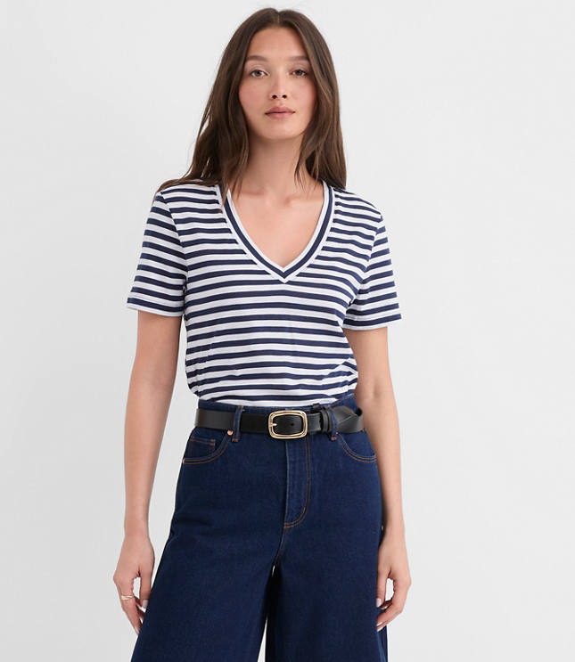Striped Everyday V-Neck Tee carousel Product Image 1