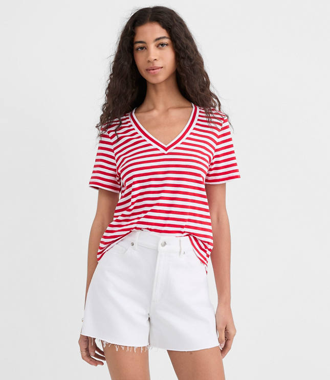 Striped Everyday V-Neck Tee carousel Product Image 1