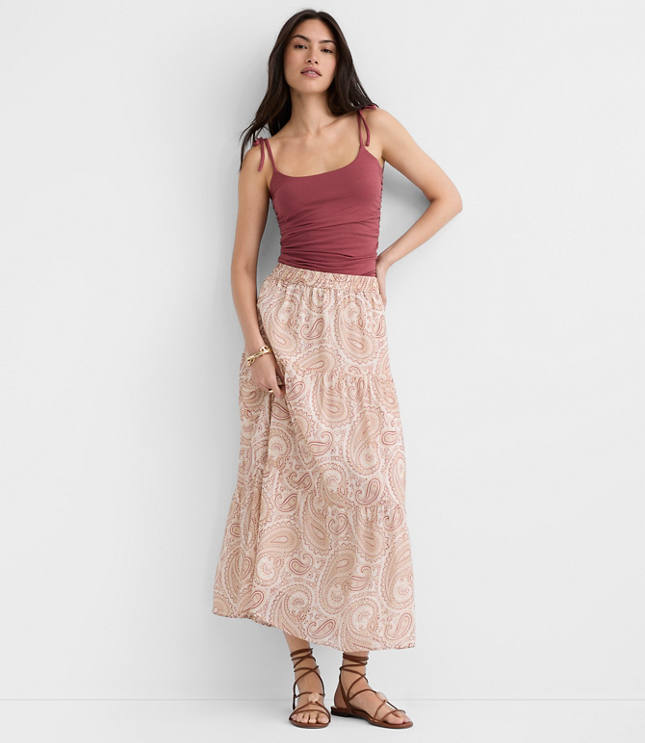 Paisley Tiered Maxi Skirt
