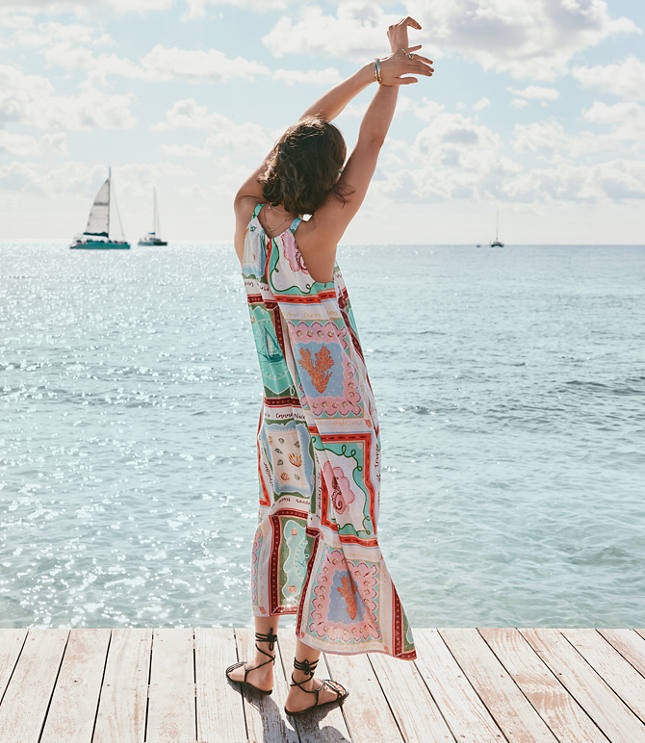 Petite Riviera Linen Cotton Midi Pocket Halter Dress carousel Product Image 1