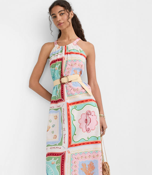 Petite Riviera Linen Cotton Midi Pocket Halter Dress carousel Product Image 2