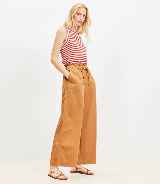 Tall Breezy Wide Leg Ankle Pants in Twill