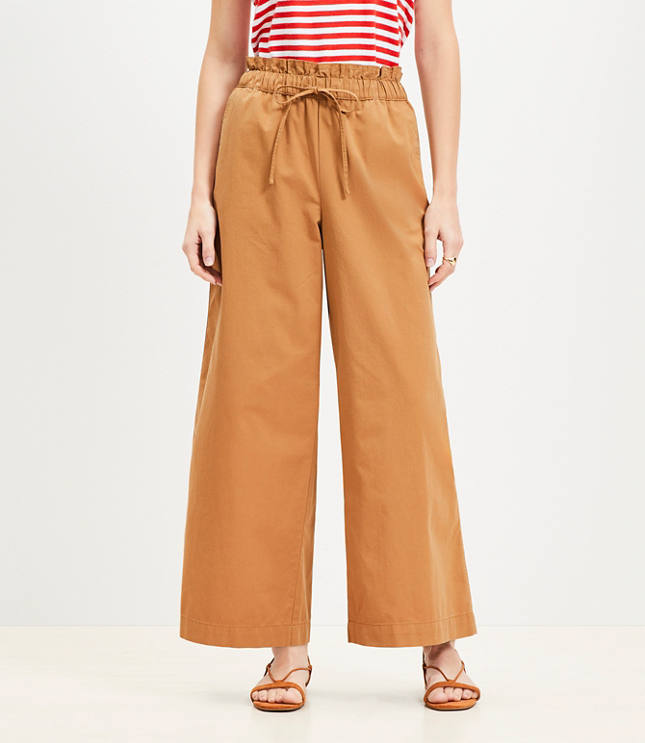 Tall Breezy Wide Leg Ankle Pants in Twill