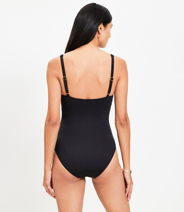 LOFT Beach Ruched Tie Keyhole One Piece Swimsuit