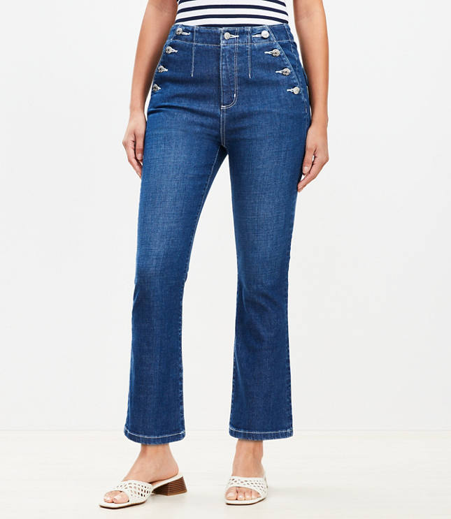 Curvy High Rise Sailor Kick Crop Jeans Classic Mid Wash