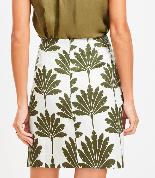 Petite Palm Linen Blend Mini Wrap Skirt
