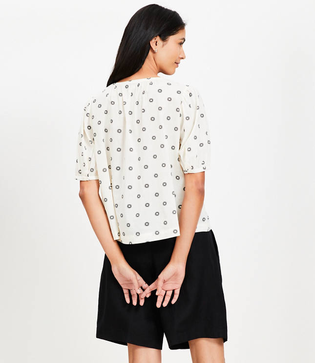 Dotted Bubble Sleeve Blouse