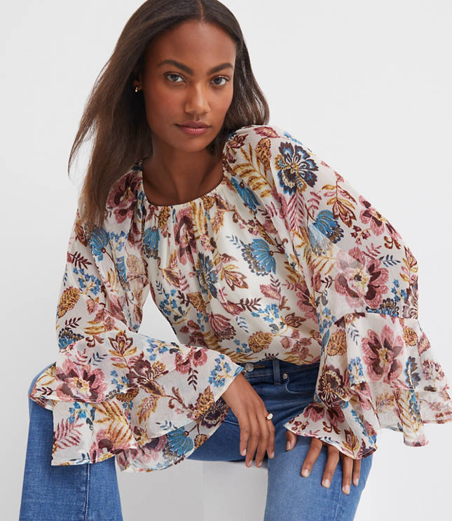 Garden Tiered Ruffle Sleeve Blouse