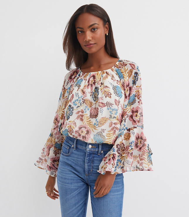 Garden Tiered Ruffle Sleeve Blouse