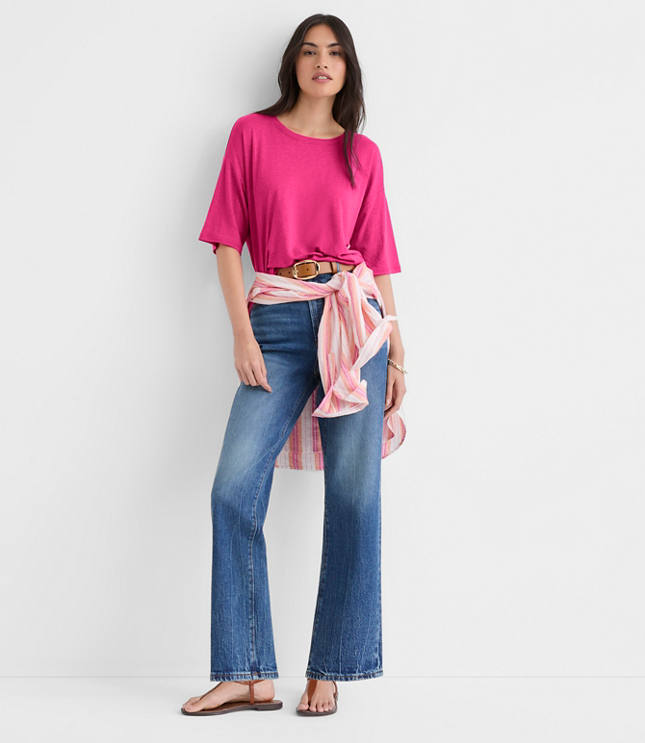 Petite Linen Blend Modern Tee