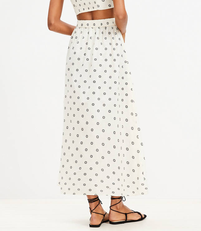 LOFT Beach Dotted Linen Cotton Maxi Wrap Skirt
