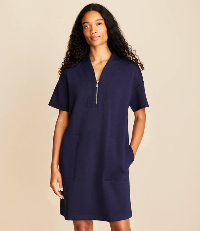 Lou & Grey Scubasoft Half Zip Mini Pocket Dress