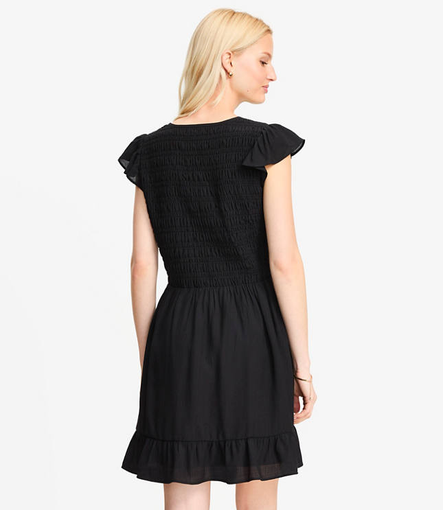 Tie Smocked Mini Pocket Dress