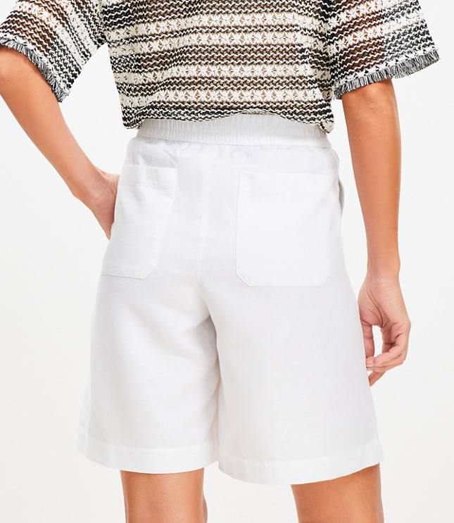 Pull On Bermuda Shorts in Linen Cotton