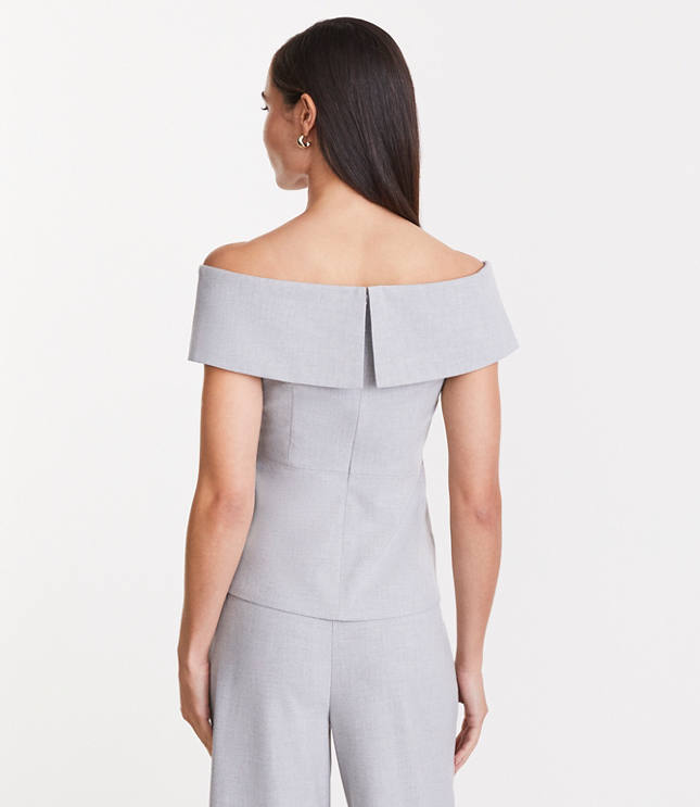 Petite LOFT Versa Seasonless Stretch Asymmetrical Off The Shoulder Top