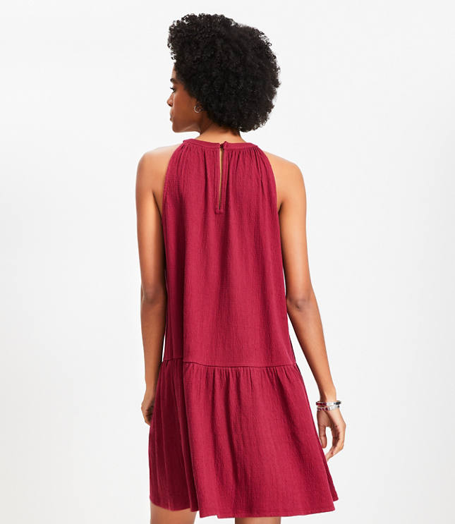 Crinkle Flounce Mini Halter Dress