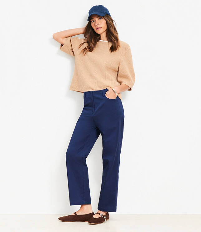 Darted Straight Pants Stretch Cotton