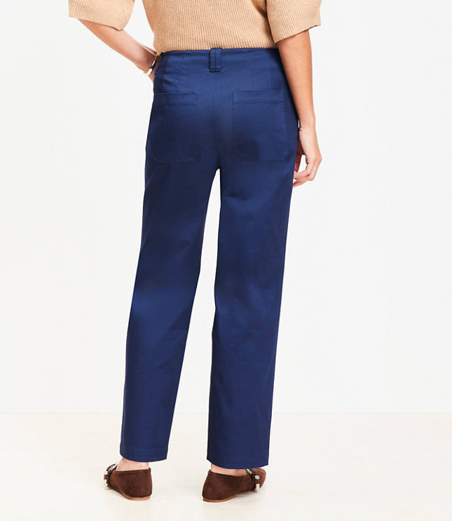 Darted Straight Pants in Stretch Cotton