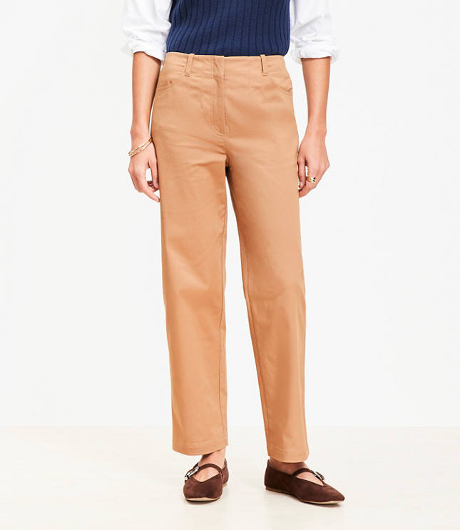 Darted Straight Pants Stretch Cotton